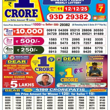 Lottery Result Today December 12, 2025