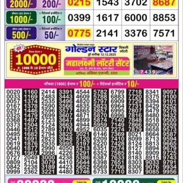 Lottery Result Today December 13, 2025