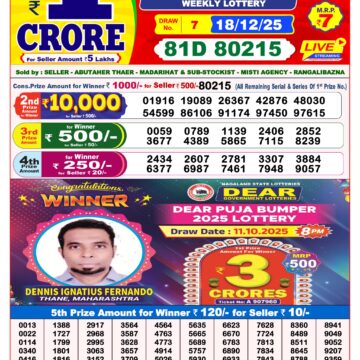 Lottery Result Today December 18, 2025