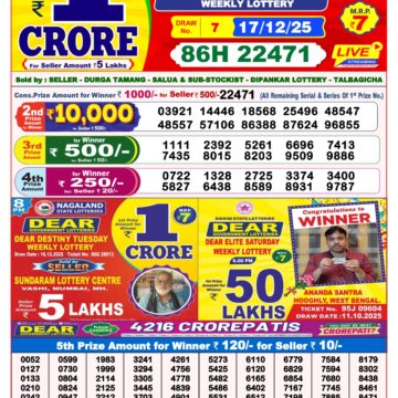 Lottery Result Today December 17, 2025