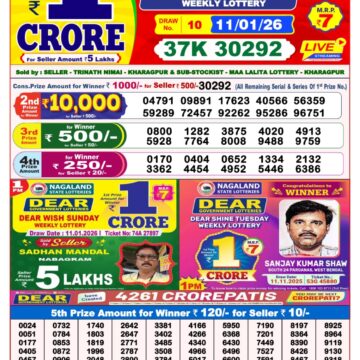 Lottery Result Today January 11, 2026