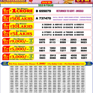 Lottery Result Today January 17, 2026