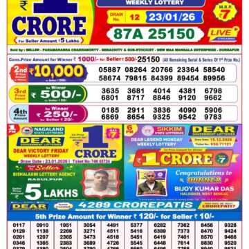 Lottery Result Today January 23, 2026
