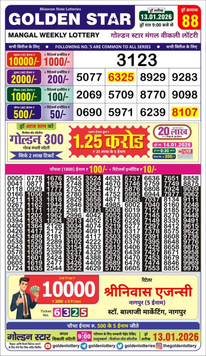 Lottery Result Today January 13, 2026