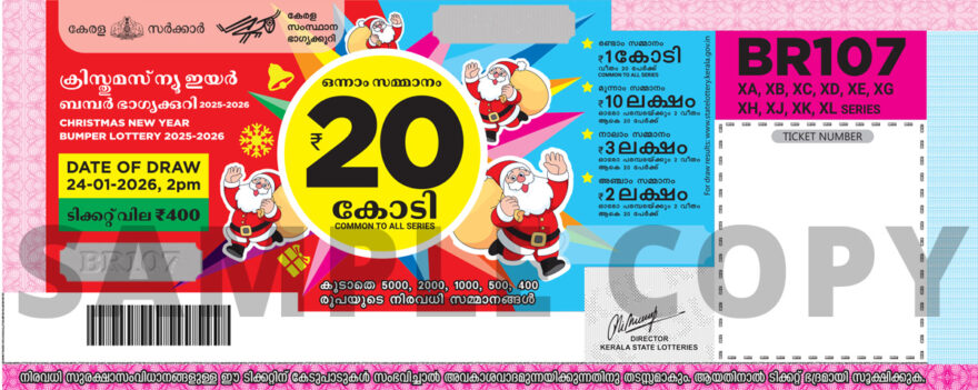Kerala Lottery Result Today: Christmas New Year Bumper BR107 Winning Numbers