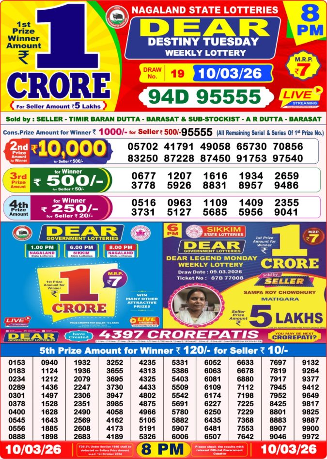 Lottery Result Today 10.03.26
