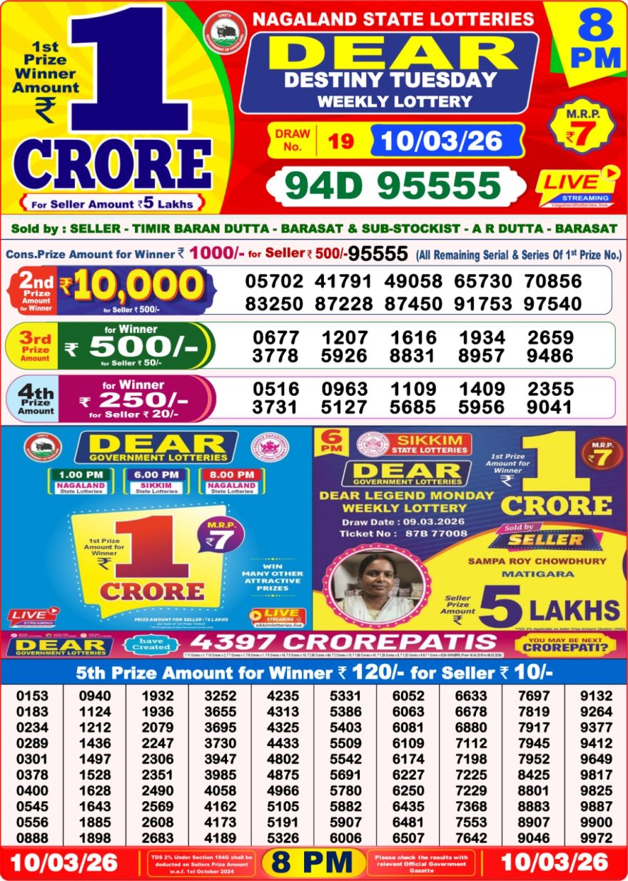 Lottery Result Today 10.03.26