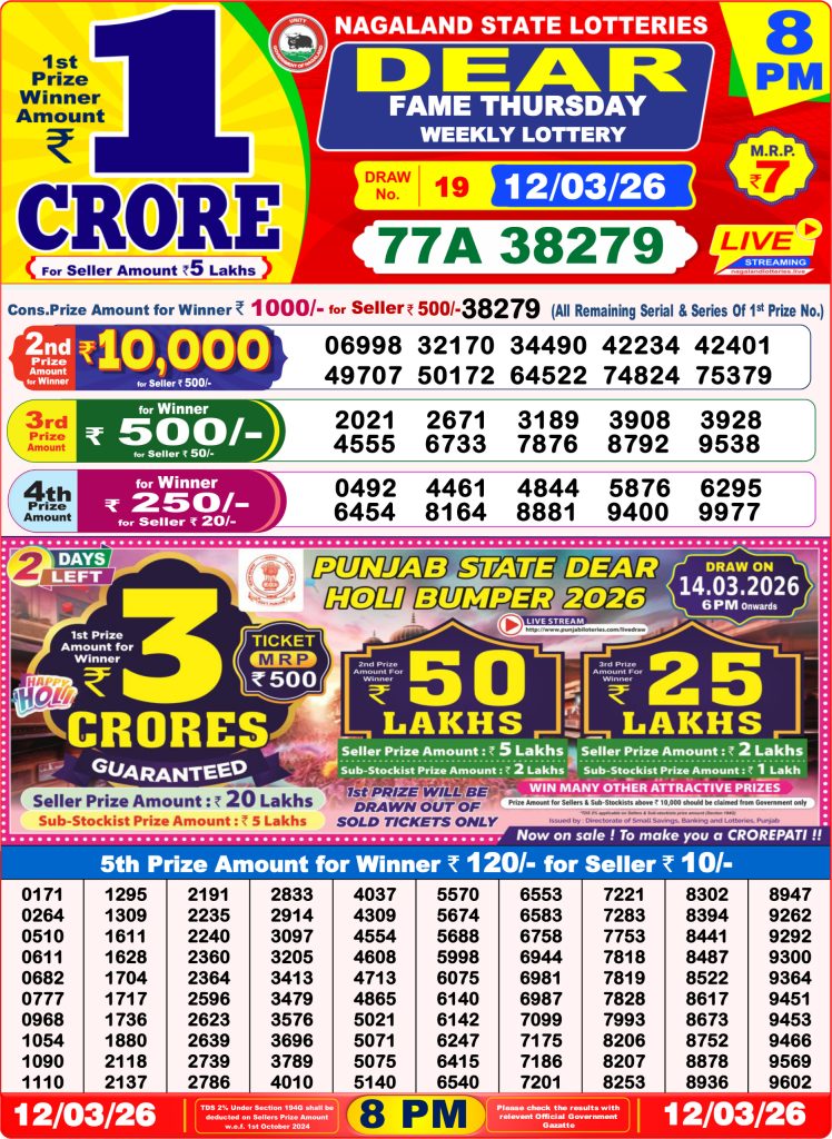 Lottery Result Today 12.03.26