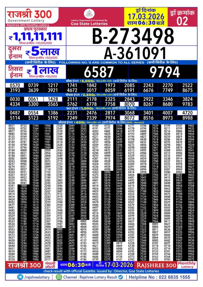 Lottery Result Today 17.03.26