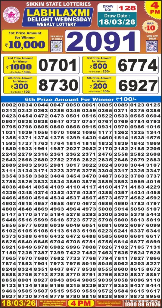 Lottery Result Today 18.03.26