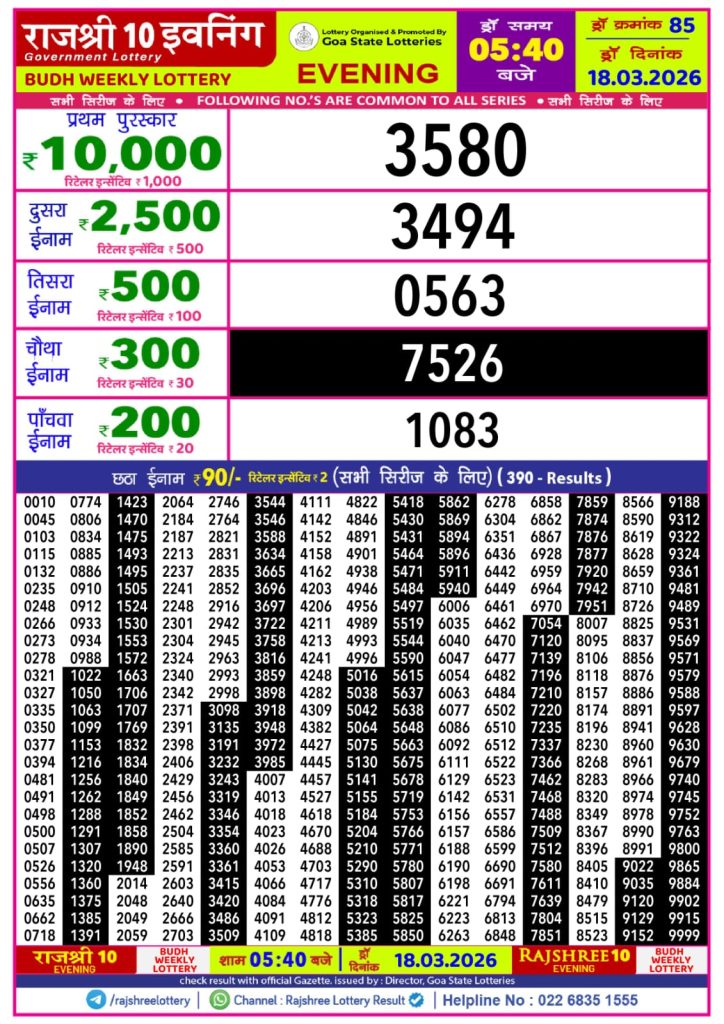 Lottery Result Today 18.03.26