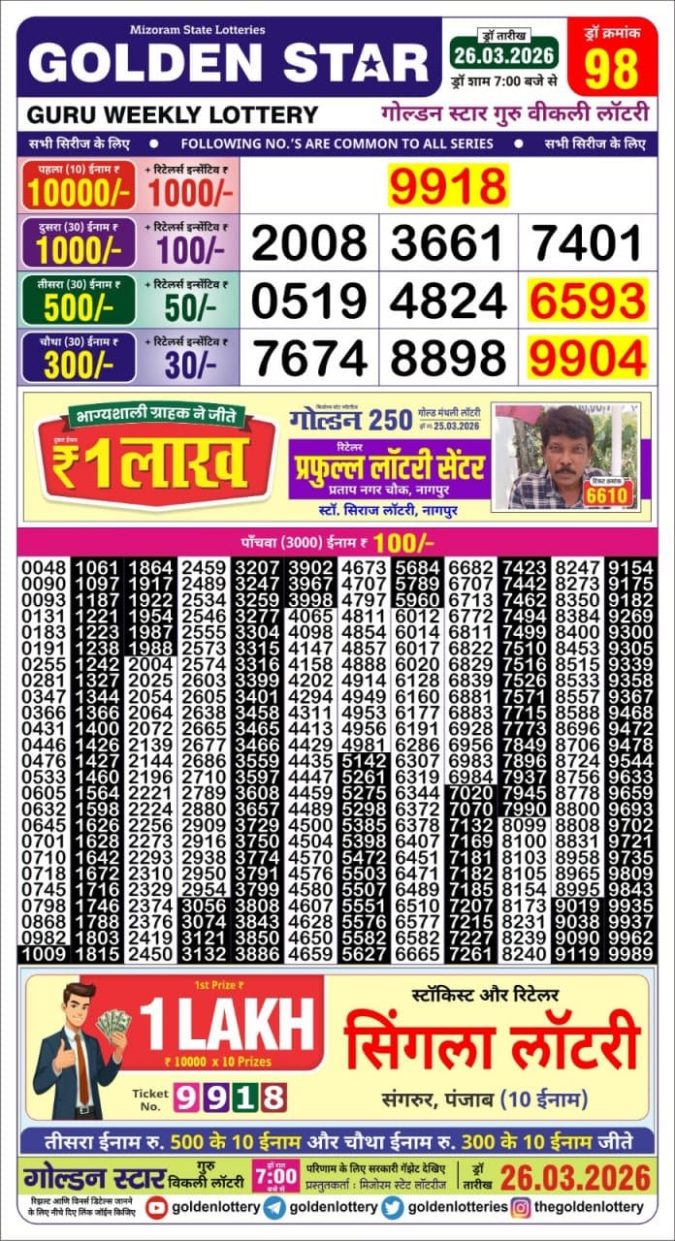 Lottery Result Today 26.03.26