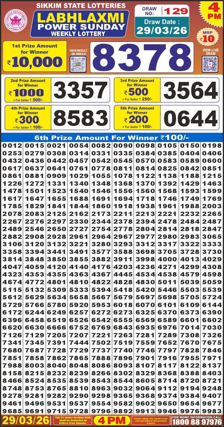 Lottery Result Today 29.03.26