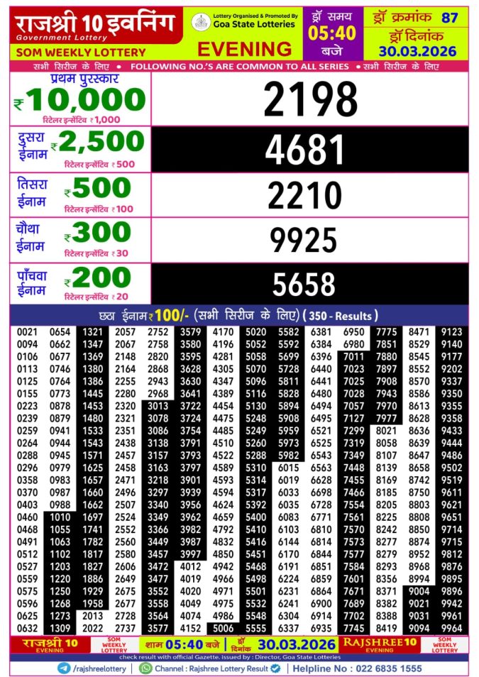 Lottery Result Today 30.03.26