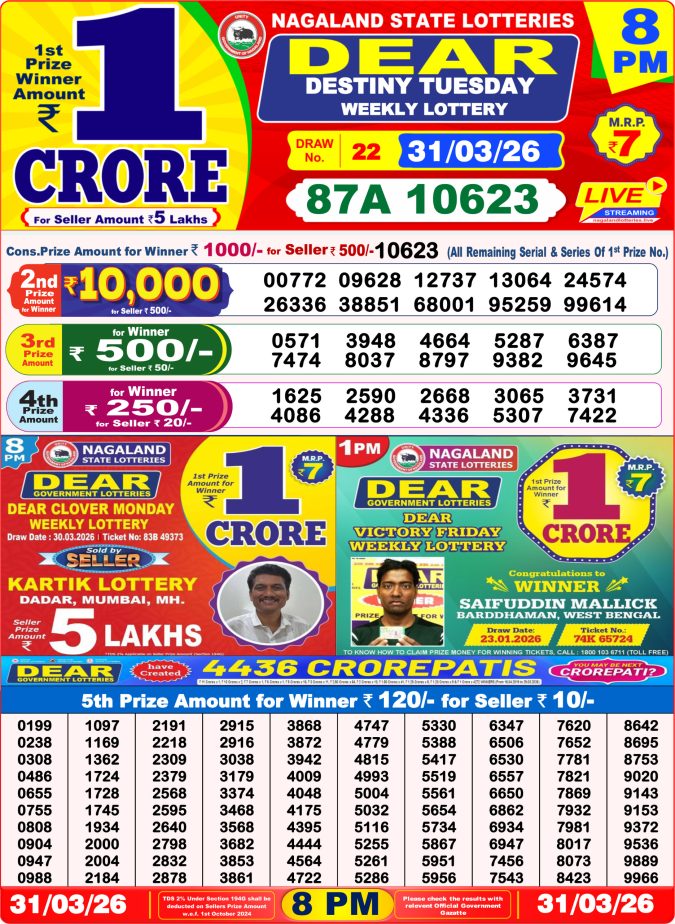 Lottery Result Today 31.03.26