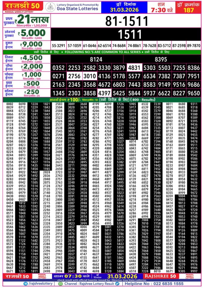 Lottery Result Today 31.03.26