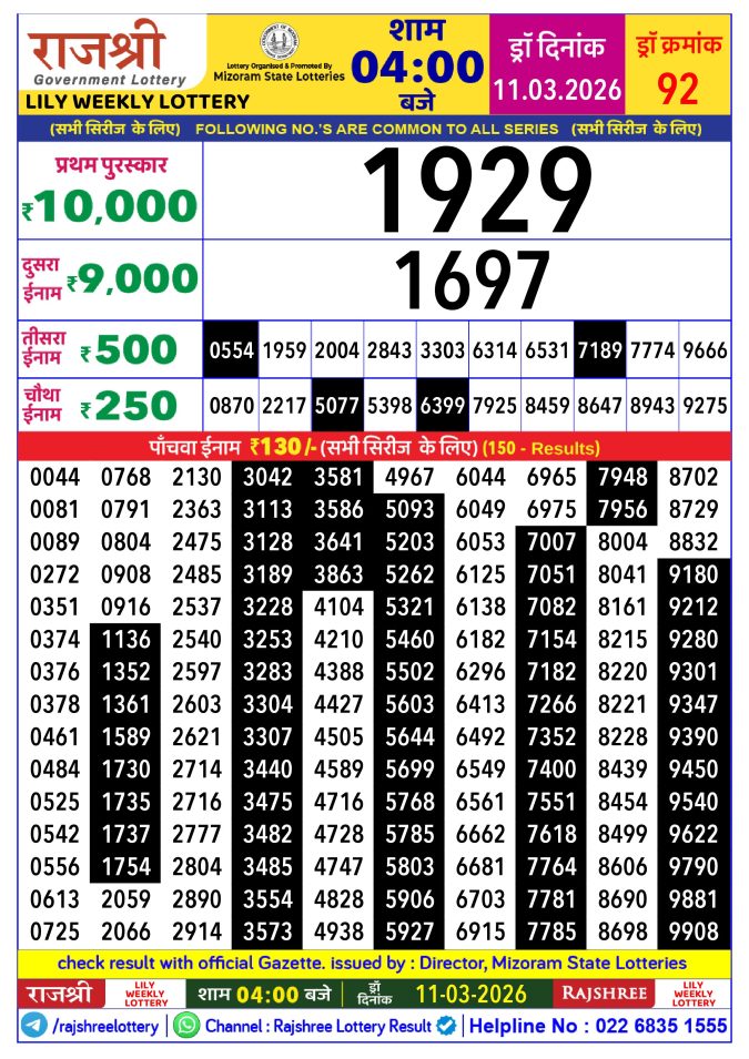 Lottery Result Today 11.03.26