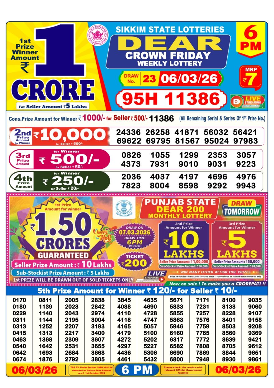 Lottery Result Today 06.03.26