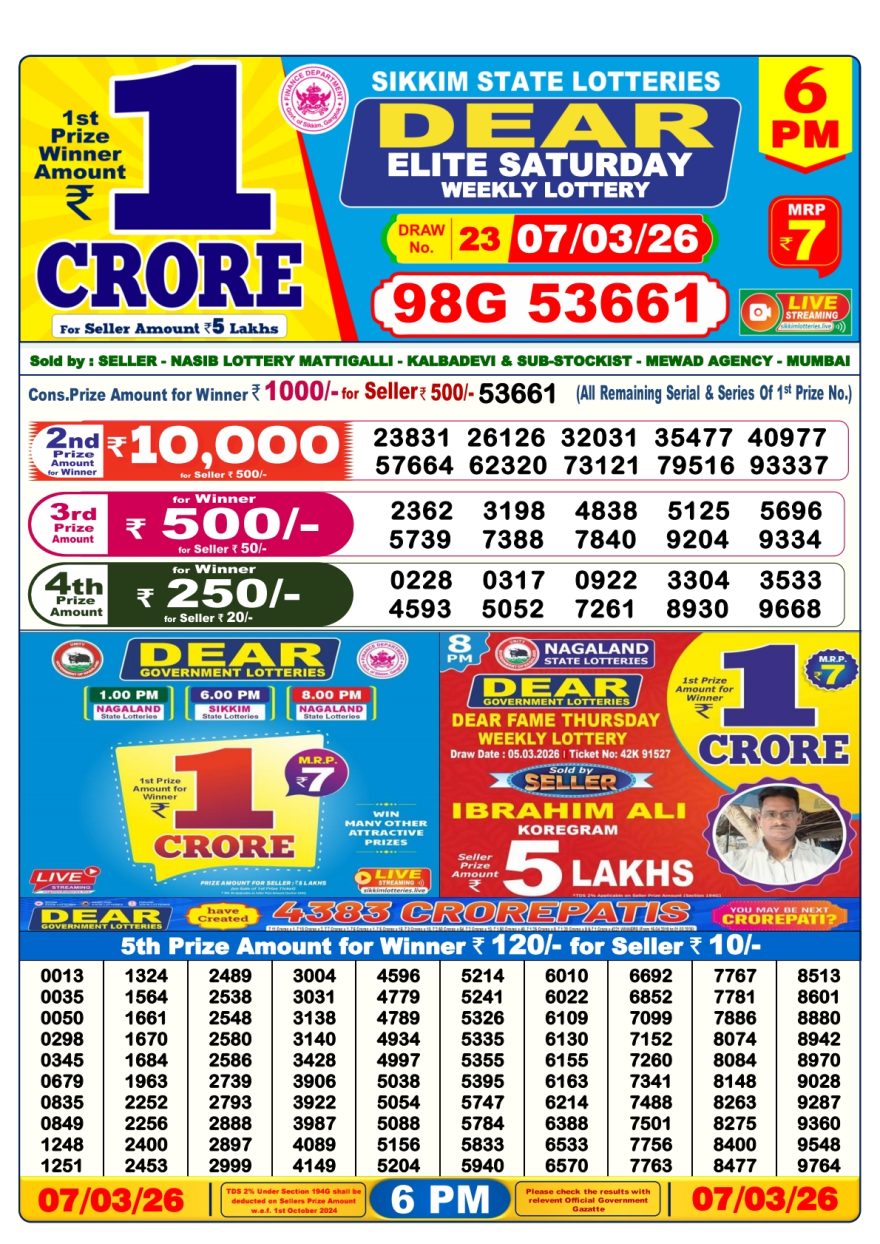 Lottery Result Today 07.03.26