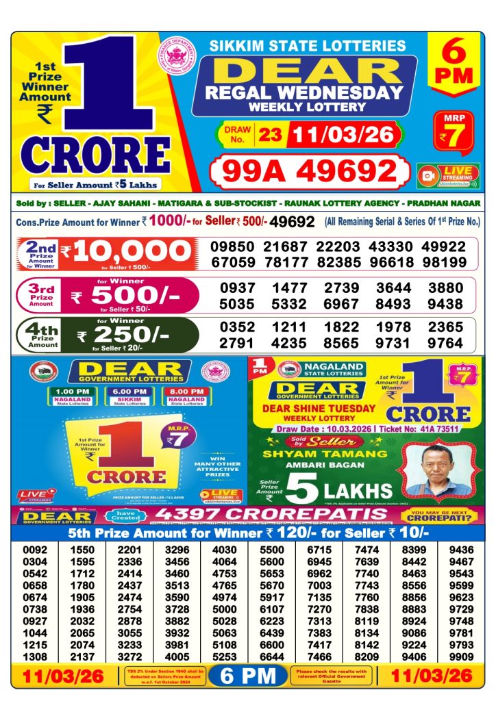 Lottery Result Today 11.03.26