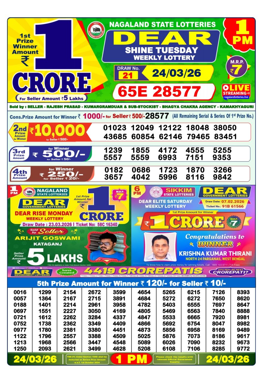 Lottery Result Today 24.03.26