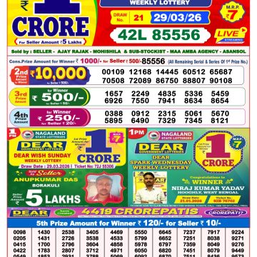 Lottery Result Today 29.03.26
