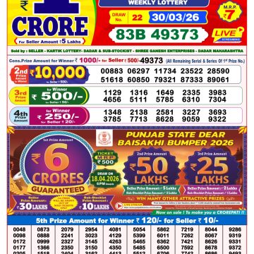 Lottery Result Today 30.03.26