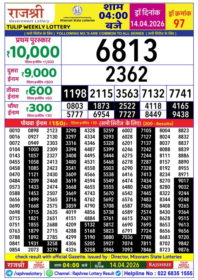 Lottery Result Today 14.04.26