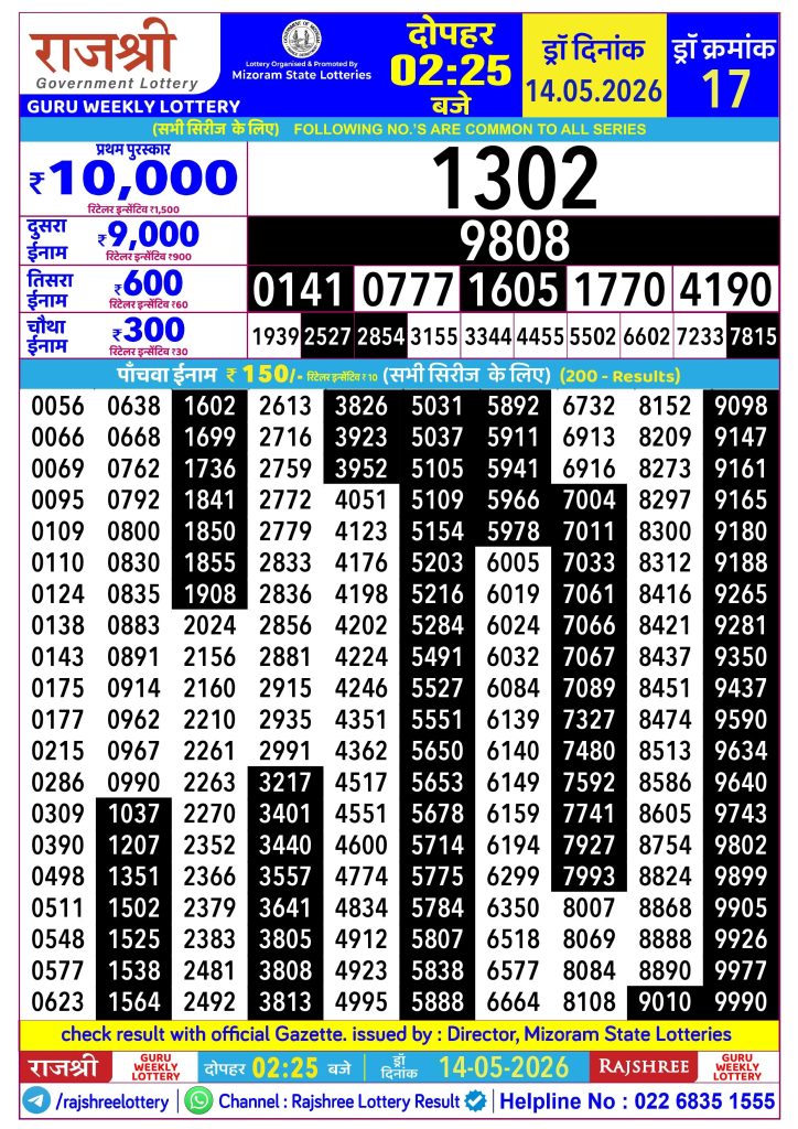 Lottery Result Today 14.05.26