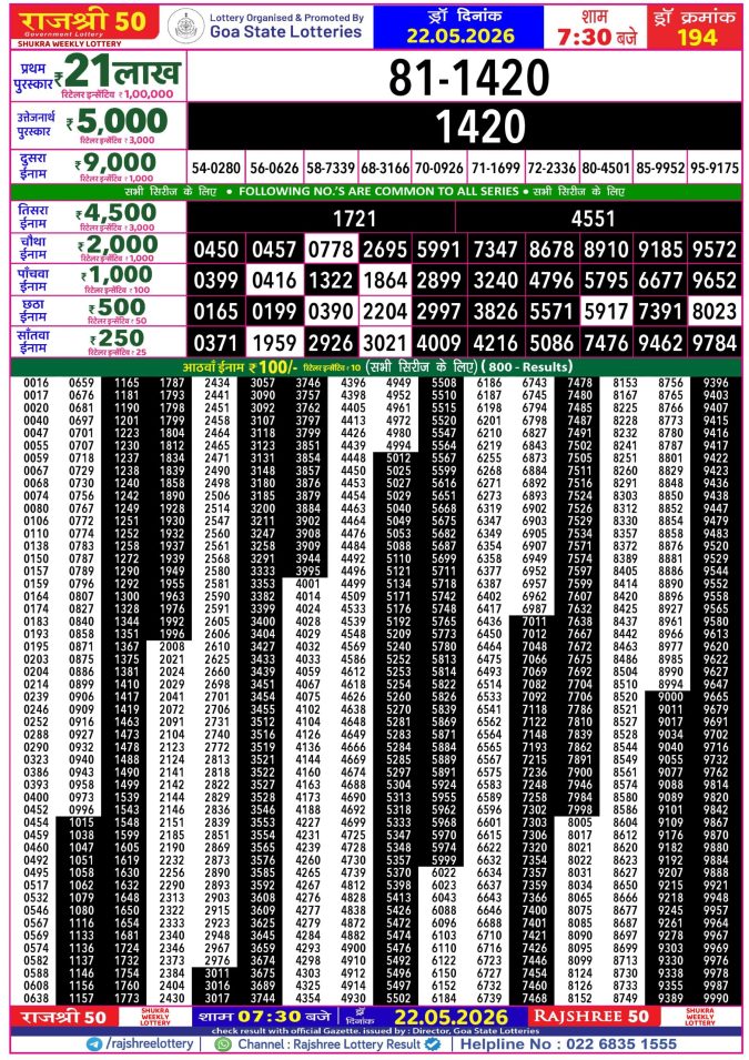 Lottery Result Today 22.05.26