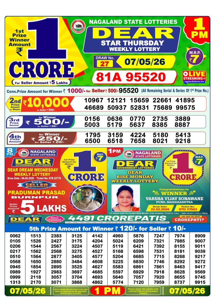 Lottery Result Today 07.05.26