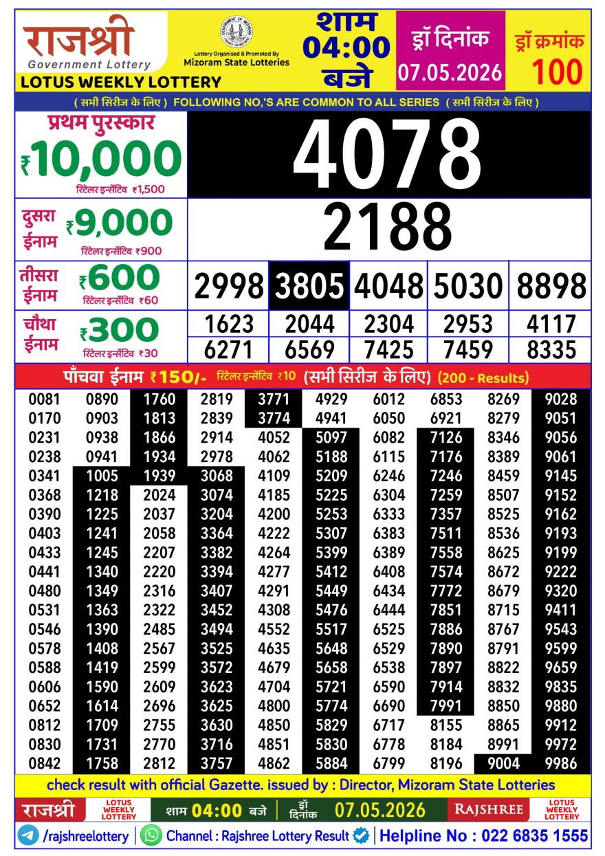 Lottery Result Today 07.05.26
