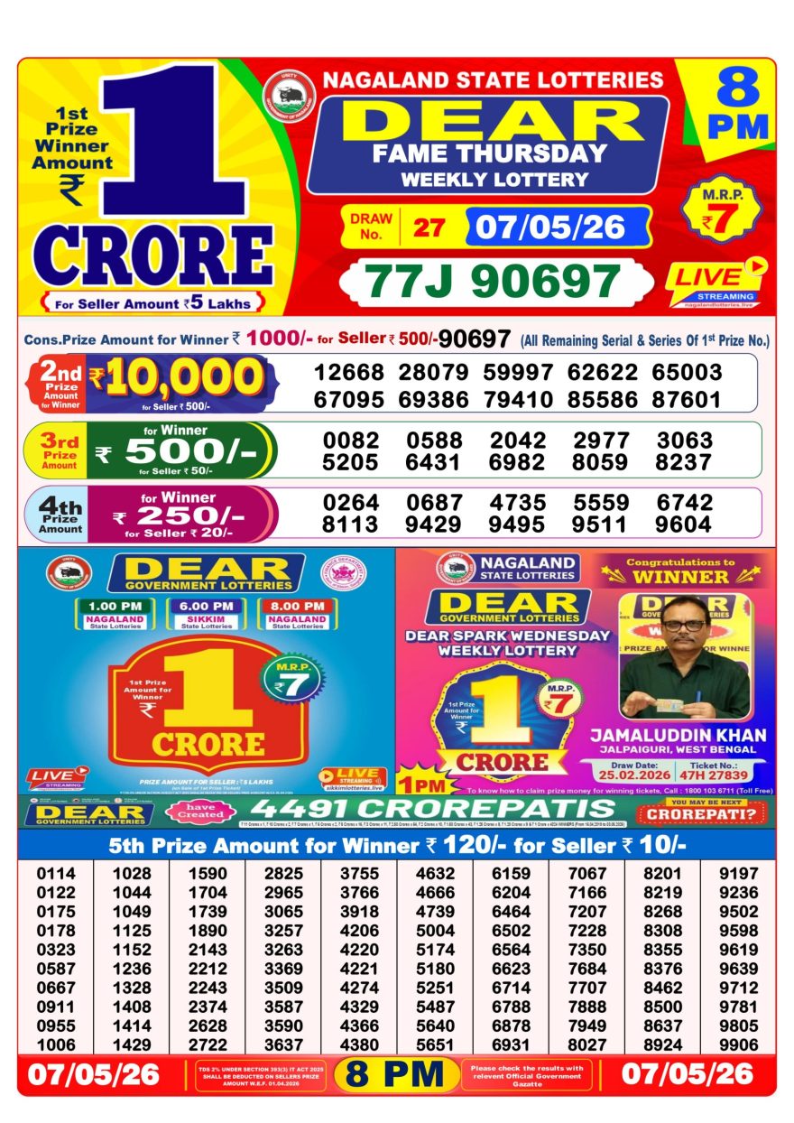 Lottery Result Today 07.05.26