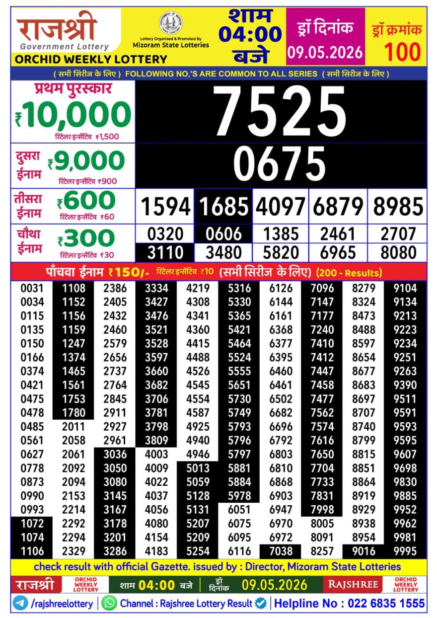 Lottery Result Today 09.05.26