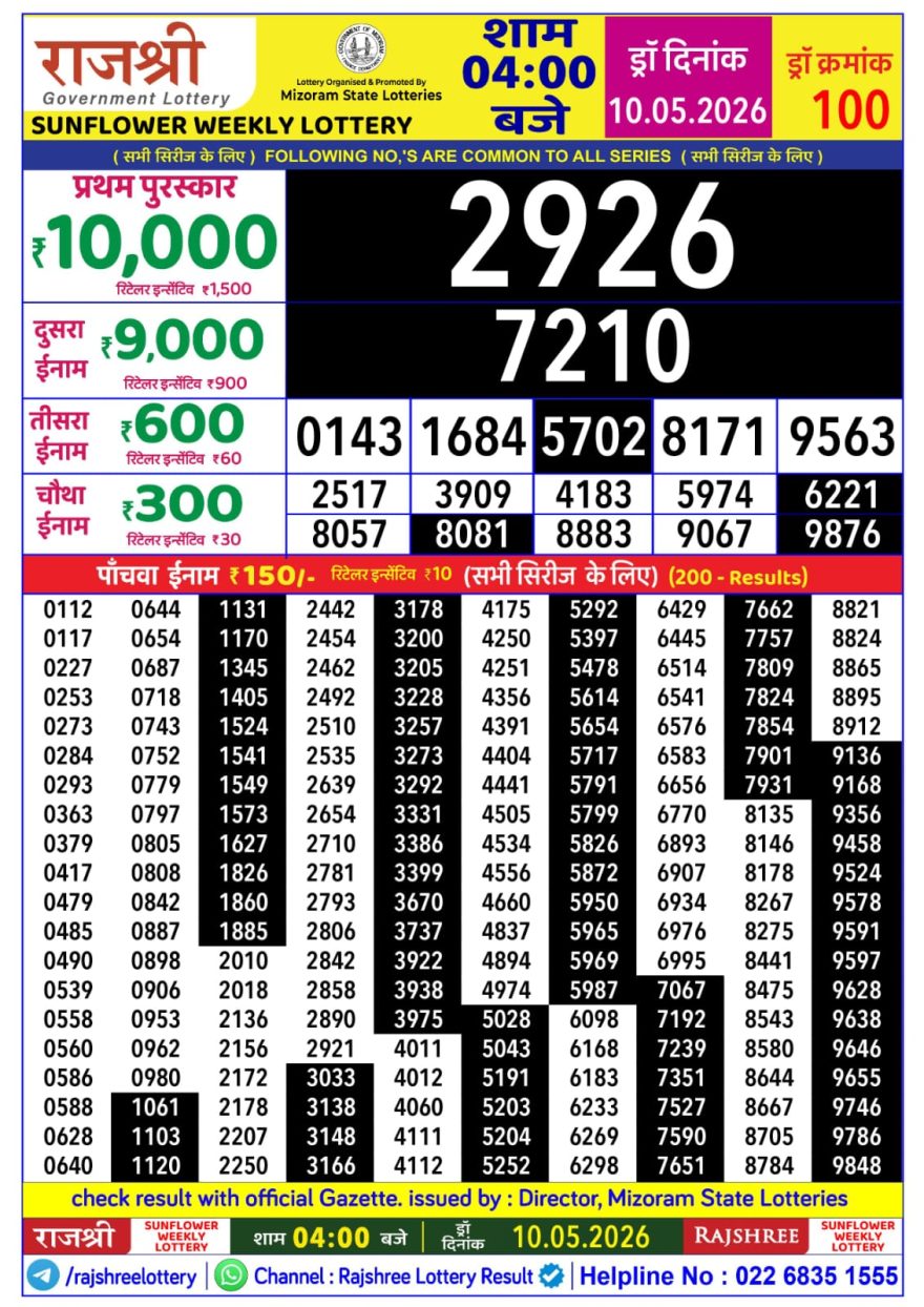 Lottery Result Today 10.05.26
