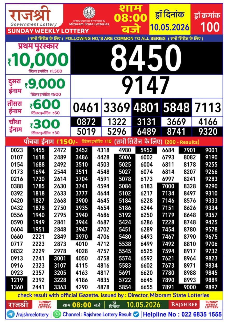 Lottery Result Today 10.05.26