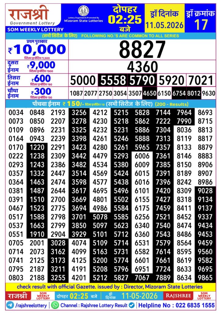 Lottery Result Today 11.05.26