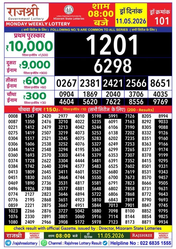 Lottery Result Today 11.05.26
