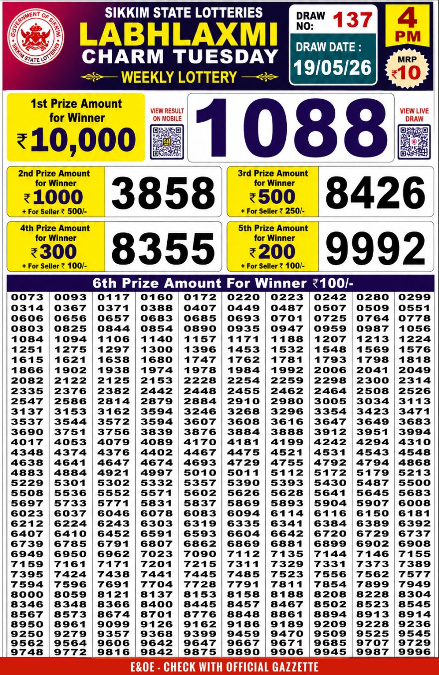 Lottery Result Today 19.05.26