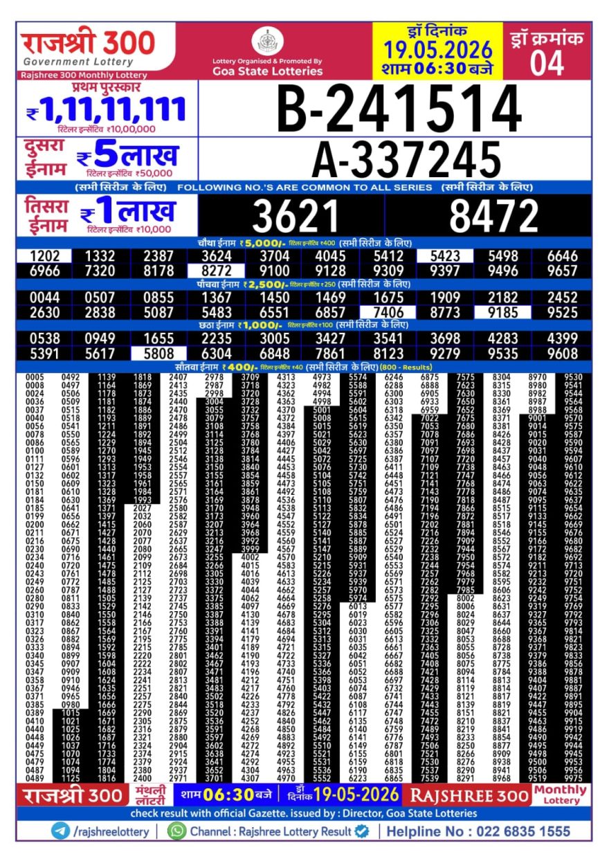 Lottery Result Today 19.05.26