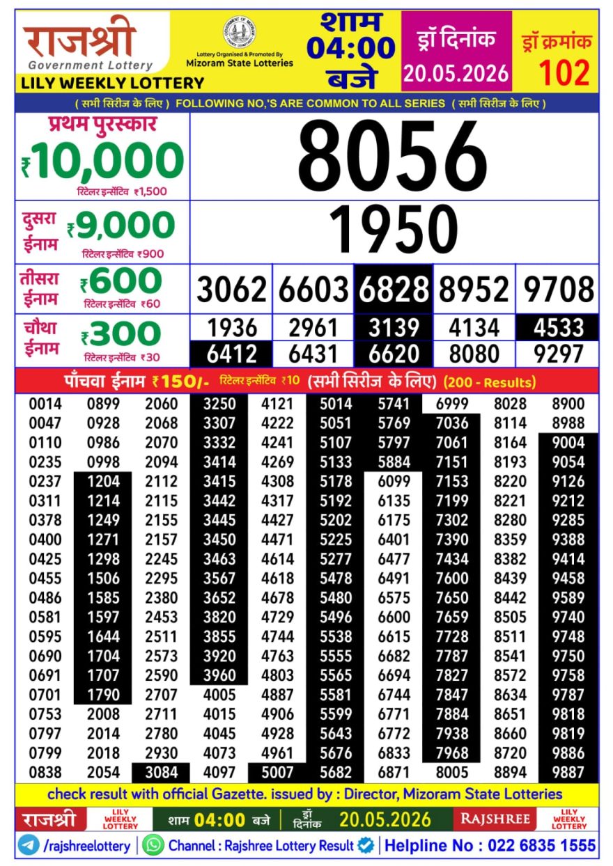 Lottery Result Today 20.05.26