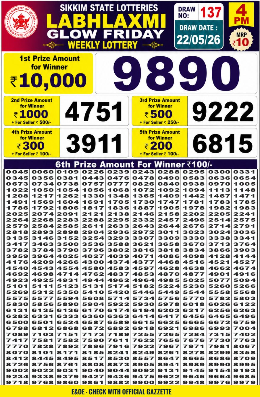 Lottery Result Today 22.05.26