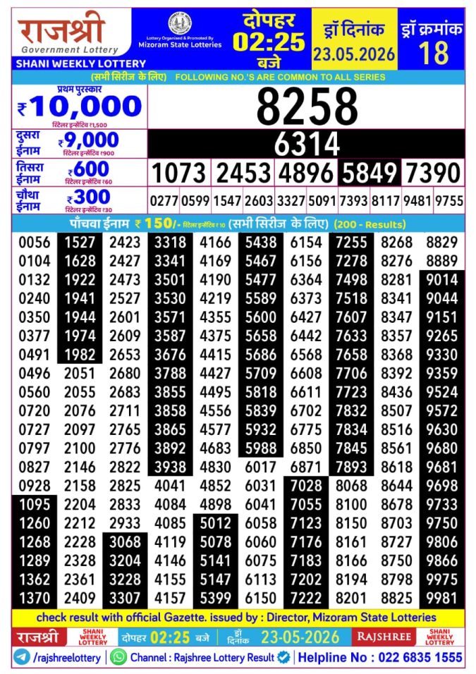 Lottery Result Today 23.05.26