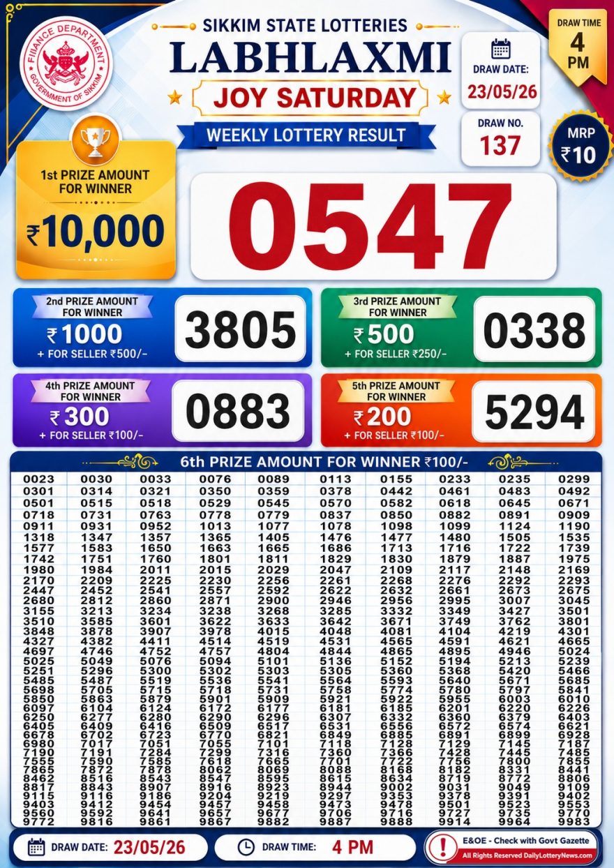 Lottery Result Today 23.05.26