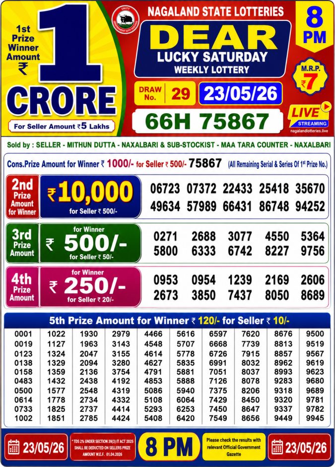 Lottery Result Today 23.05.26