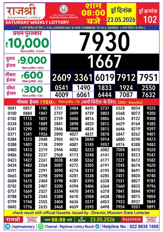 Lottery Result Today 23.05.26