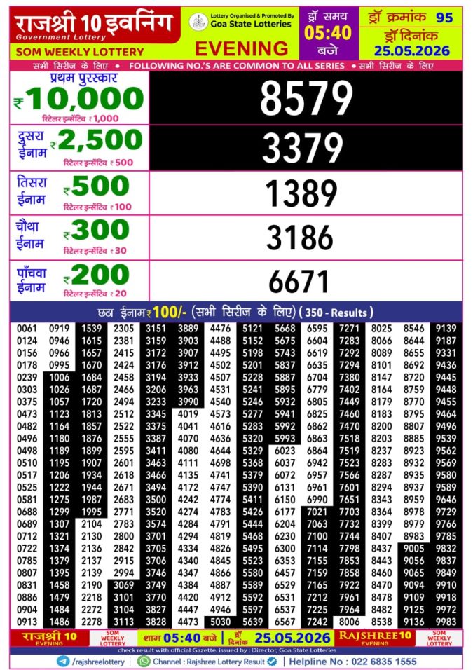 Lottery Result Today 25.05.26