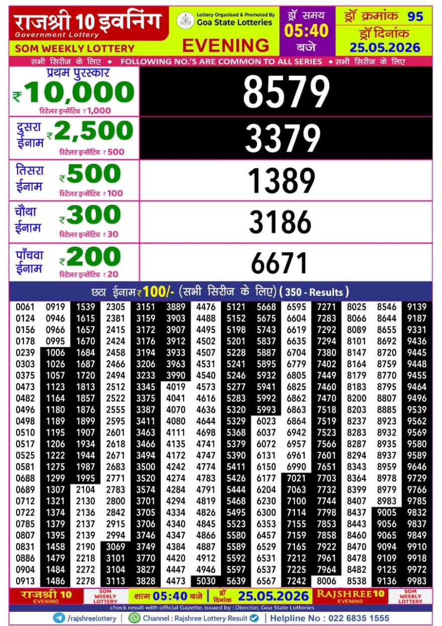 Lottery Result Today 25.05.26