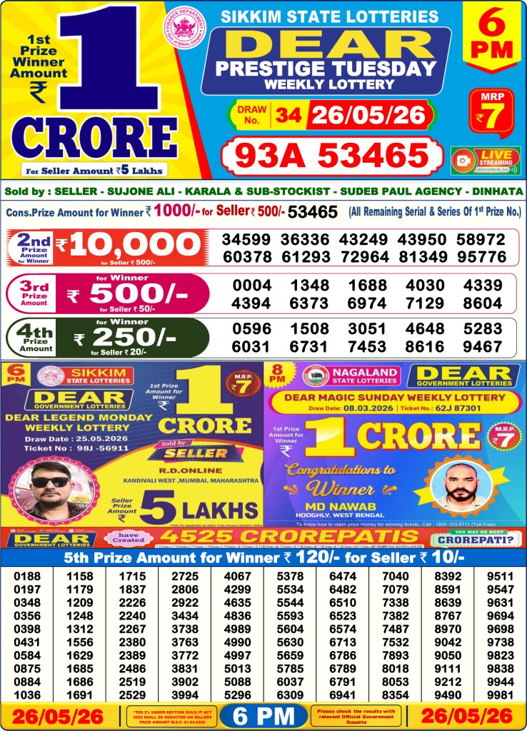 Lottery Result Today 26.05.26