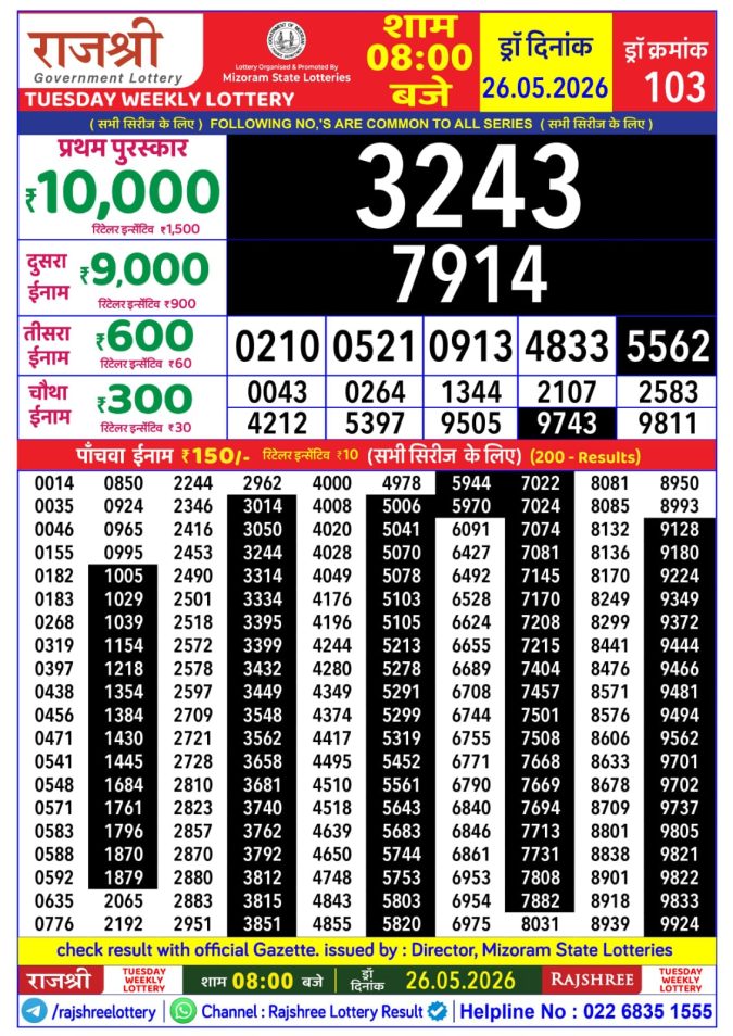 Lottery Result Today 26.05.26